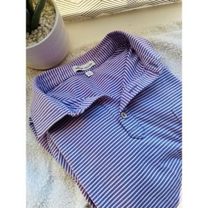 Peter Millar soft cotton blend purple pinstripe polo men's sz L
